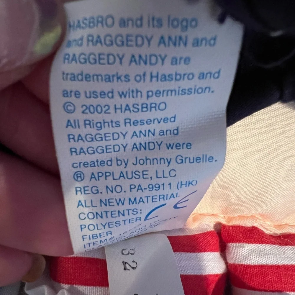 Raggedy Ann Doll, Hasbro, Applause, 2002, collectible, EUC, see pics, toys - Picture 5 of 6